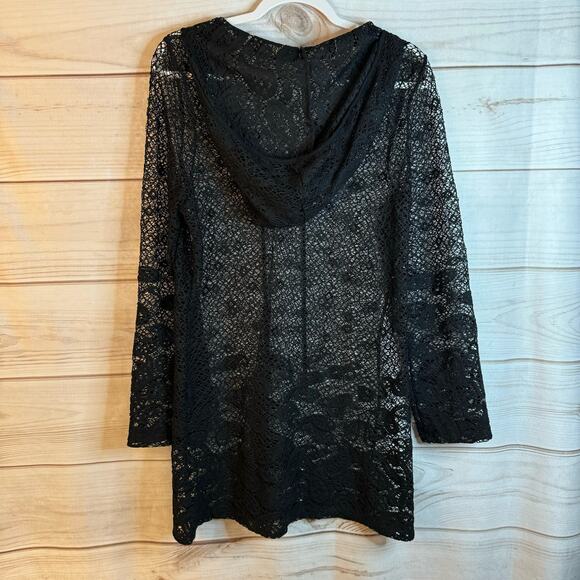 Dotti Black Long Sleeve Swimsuit Coverup Dress Size Medium - Picture 2 of 5
